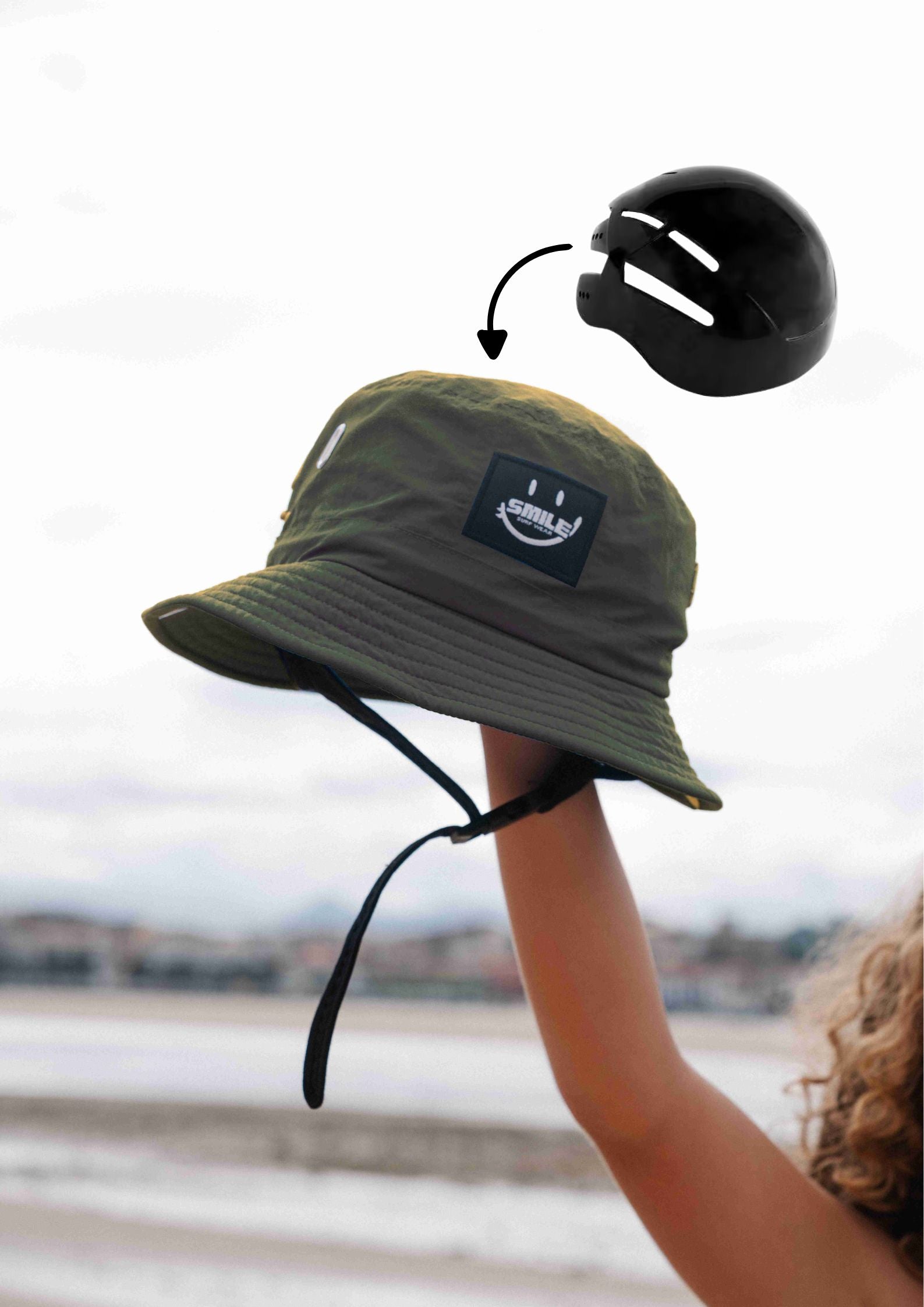 SMILE サーフウェア Reef Ranger – ヘルメット付きサーフハット Surf Hat Helmet - Built-in Helmet for Protection - SMILE Surf Wear