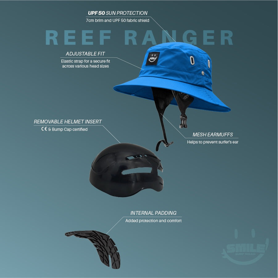 SMILE サーフウェア Reef Ranger – ヘルメット付きサーフハット The Most Stylish Surf Helmets - Surf Hats by SMILE Surf Wear